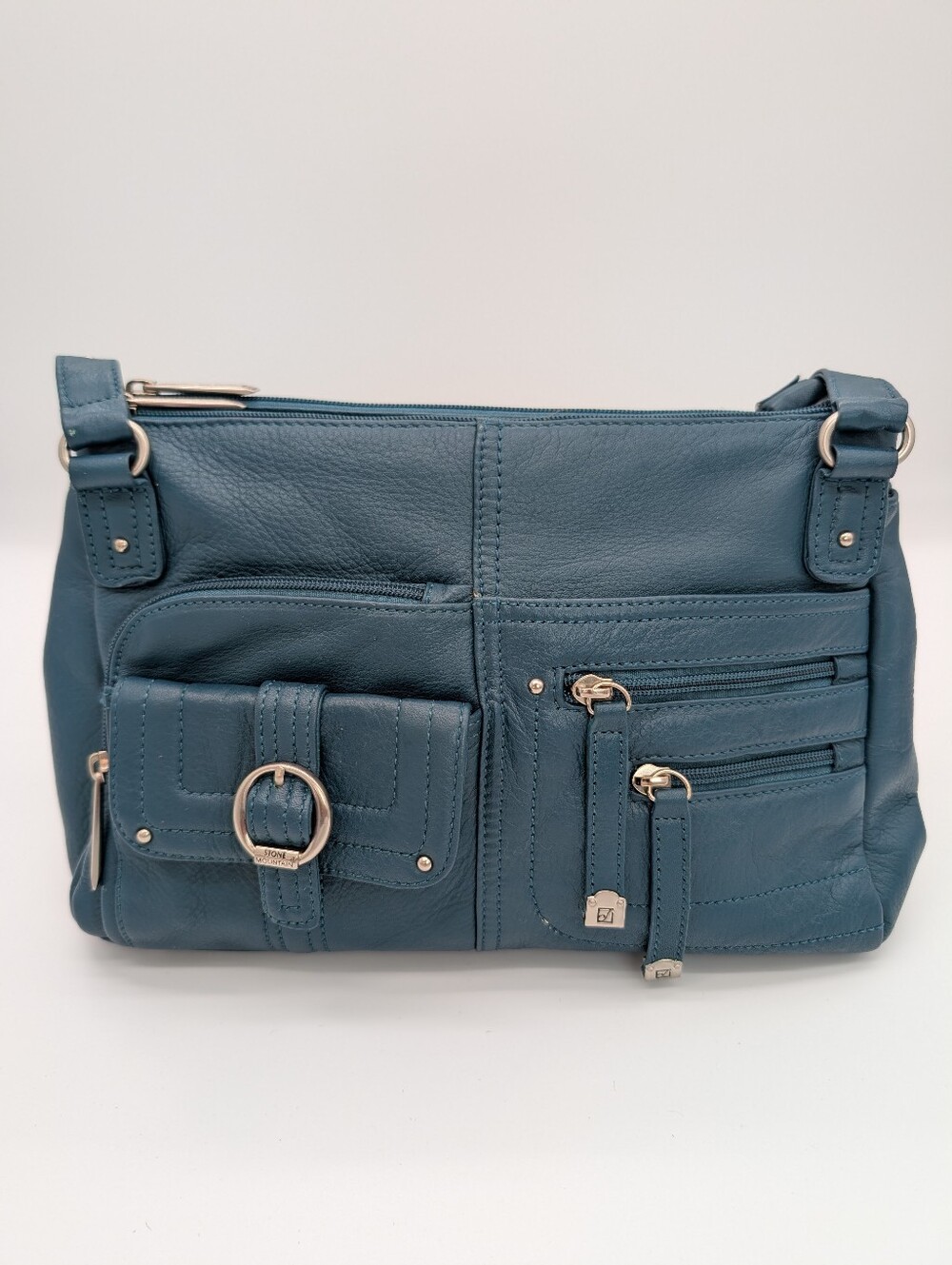 Stone Mountain Genuine Leather Shoulder Bag Purse Multiple Pockets Y2K